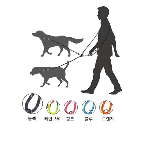 딜헤븐 핸드프리 크로스 강아지 2줄 리드줄, 블랙, 1개