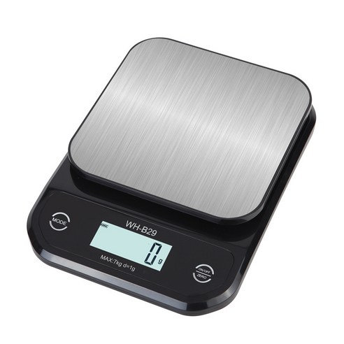 Fowod 디지털 방수형 주방저울 고정밀도 저울 전자저울 7kg/1g, 블랙