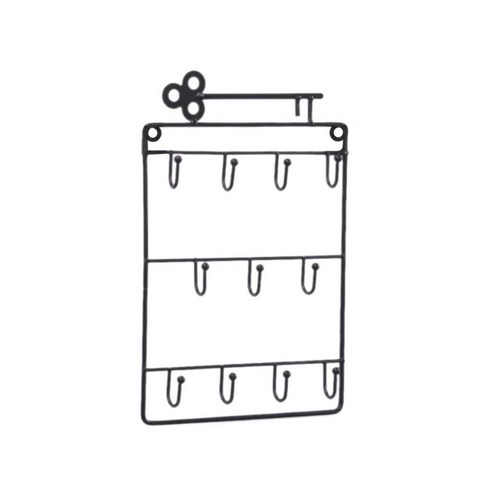 벽 마운트 11 개 키 홀더 랙 주최자 입구 주방 홈 오피스 장식을위한 주머니, 검은색