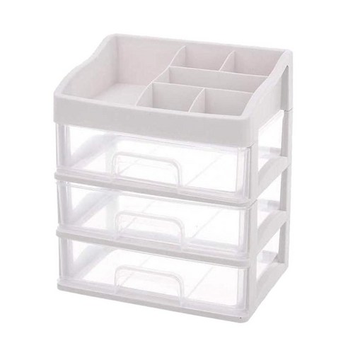 투명 서랍이있는 서랍 메이크업 주최자 컨테이너 컨테이너 보관 상자, 3 계층, 멀티, 플라스틱