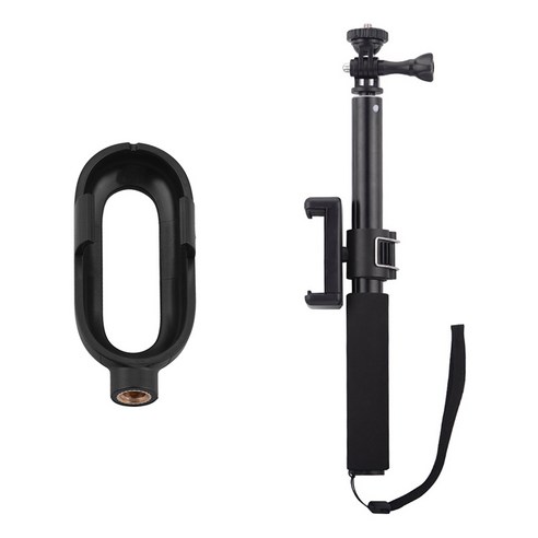 AFBEST 확장 가능한 모노 포드 30-93.5cm 셀카 스틱 Insta360 GO 2 카메라 프레임 액세서리 (전화 브래킷 포함) 조정 가능, 검정