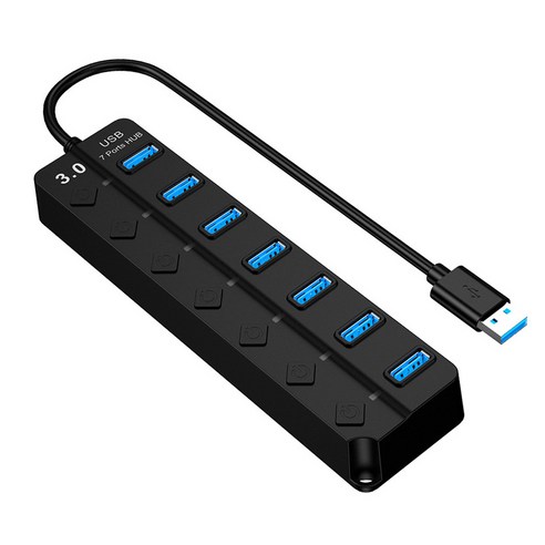 빠른 데이터 전송 USB 스플리터 7 포트 USB 3.0 허브 LED 조명 개별 스위치