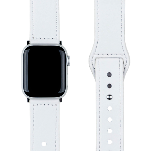 모할랩 애플워치 호환 가죽 단추 스트랩 + 보호필름, 04화이트, 41mm