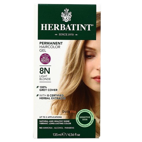 허버틴트 퍼머넌트 허벌 모어 컨디셔닝 래스팅 헤어컬러 젤 135ml, Light Blonde, 1개