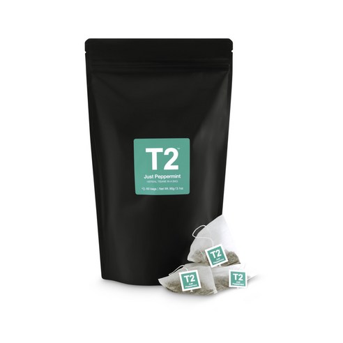 T2 페퍼민트 60티백 지퍼백, 1개, 60개입, 90g