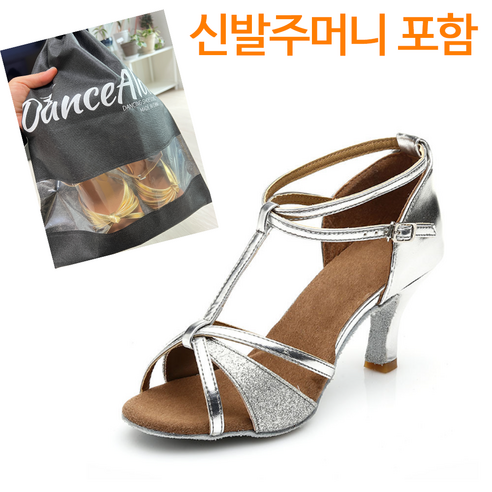 땐스얼랏 사이드펄 여성 라인댄스화 3컬러, 37 (235), 실버 5cm