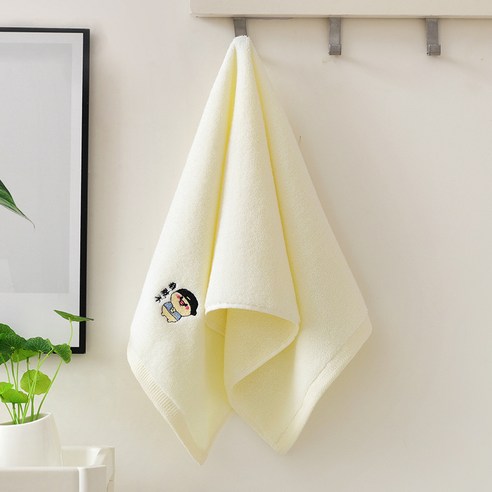 순면 수건 74*34cm 망홍 날씨 세수 수건 수 글씨 귀엽다 부드럽다 흡수 커플 수건, 74x34cm 수건, 베이지 1