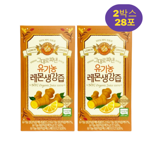 홀베리 그대로 짜낸 유기농 레몬생강즙, 28개, 15g