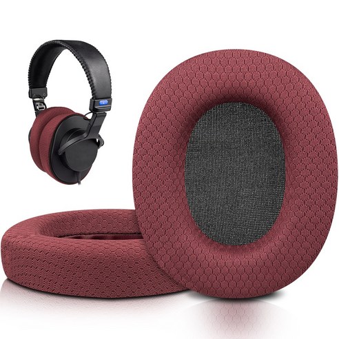 SOULWIT 교체용 이어패드-호환 모델 Sony MDR-7506 MDR-V6 MDR-V7 MDR-CD900ST 모니터 헤드폰 - 부드러운 고밀도 폼 쿠션, Mesh Fabric, Burgundy, 1개