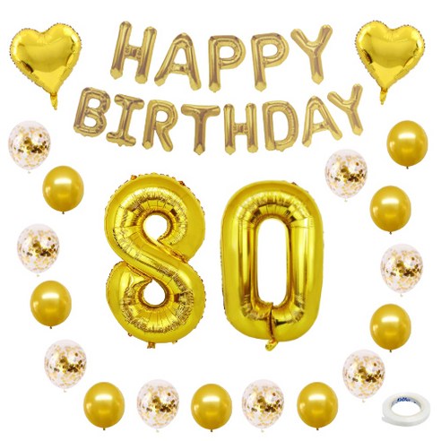 퍼니파티 컨페티 팔순 홈파티 생일 풍선 세트, 골드