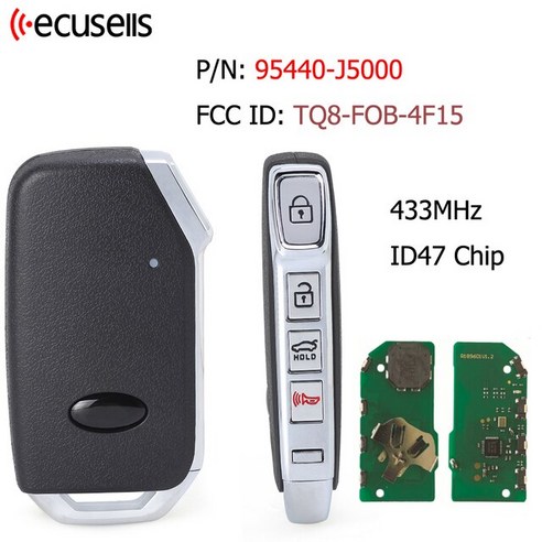 Ecusells 기아 스팅어 K900 소울용 스마트 원격 자동차 키 FSK 433MHz ID47 칩 95440-J6000, [03] 95440-J5000, 1개