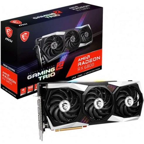 MSI 게이밍 라데온 RX 6800 16GB GDDR6 256비트 HD미 DP 2155MHz RDNA 2 아키텍처 OC 그래픽 카드 Z 트리오 16G 갱신