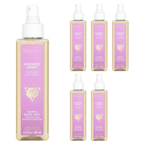 퍼시피카 킨드레드 스피리트 헤어 & 바디 미스트 로즈 더스트 팔로 산토 향, 6개, 205ml