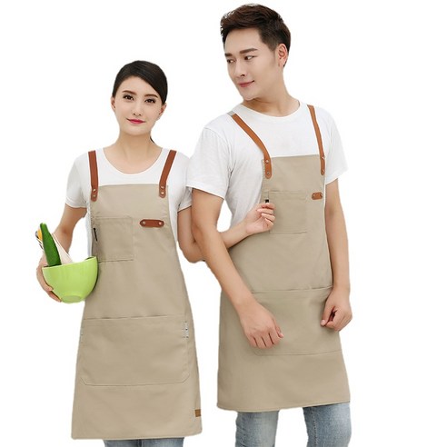 ANKRIC 캔버스 반벨트 숄더 더러움 방지 앞치마 광고 앞치마 원피스앞치마, 얕은 카드