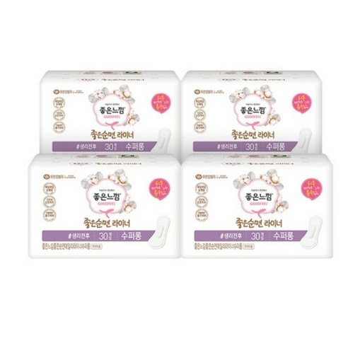 좋은느낌 좋은순면 수퍼롱 팬티라이너, 30개입, 4개, 슈퍼롱