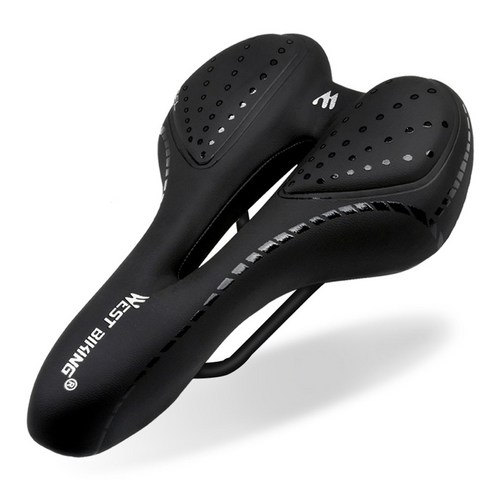 WEST BIKING 통기성 젤쿠션 도로 MTB 자전거 안장, 1개, 블랙