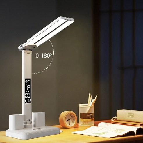 듀얼캡 LED 블루라이트 차단 학습용 책상 스탠드, 화이트