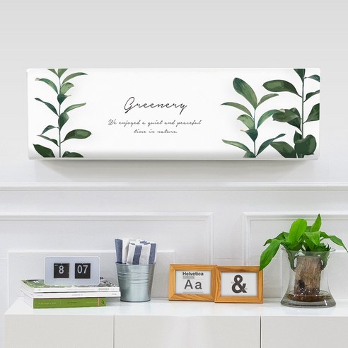 다샵 프리미엄 스판 3중직 벽걸이 에어컨커버, 스마일플라워