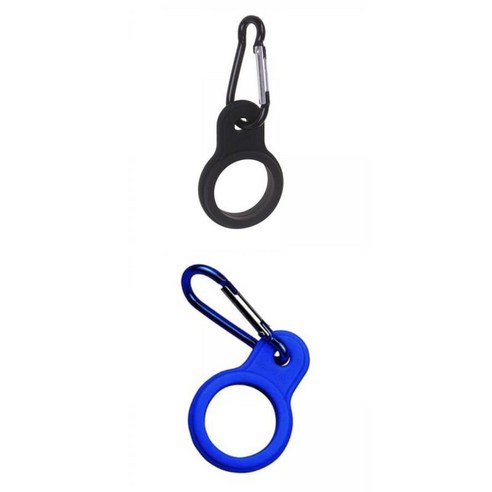 2pcs 물병 버클 카라비너 클립 음료 병 홀더 후크, 하늘색, 실리콘 금속