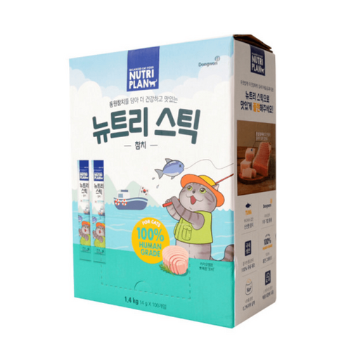 동원 뉴트리플랜 뉴트리스틱 고양이 간식 츄르 대용량, 100개입, 14g, 참치