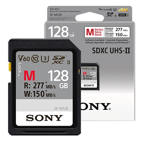 소니정품 SF-M128/T2 SDXC UHS-II U3 4K 메모리 R277MBs W150MBs 공식대리점, 128GB, 1개