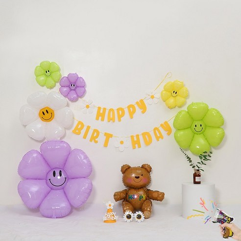 [피앤비유니티] 마카롱 스마일데이지 생일세트 8종, 03)마카롱 스마일데이지 생일세트-곰돌이 보라톤