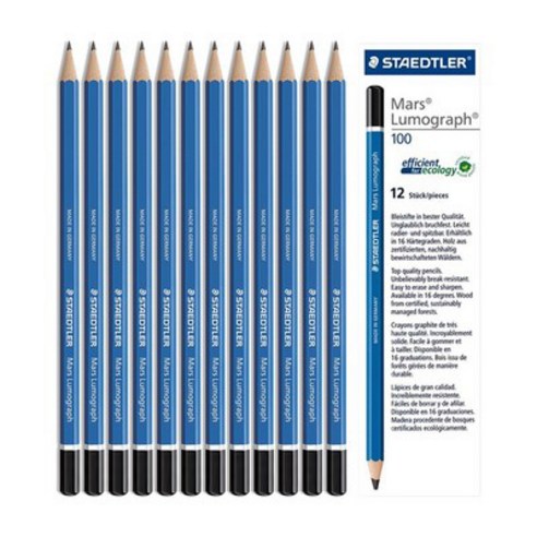 스테들러 마스 루모그라프 100 전문가용 연필 12개 1타스, HB – 최고 품질의 연필 12개 세트, 스테들러 마스 루모그라프 100 전문가용 필기류