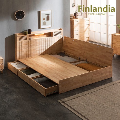 편안함과 스타일의 조화: 핀란디아 네이쳐 R100 수납LED 침대와 본넬매트리스