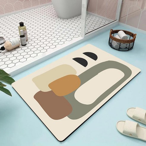 [속건 흡수보] 화장실 바닥에 욕실 발판을 깔고 미끄럼 방지 PVC 바닥.초박형, 40*60cm, 청모줍기(흡수보)