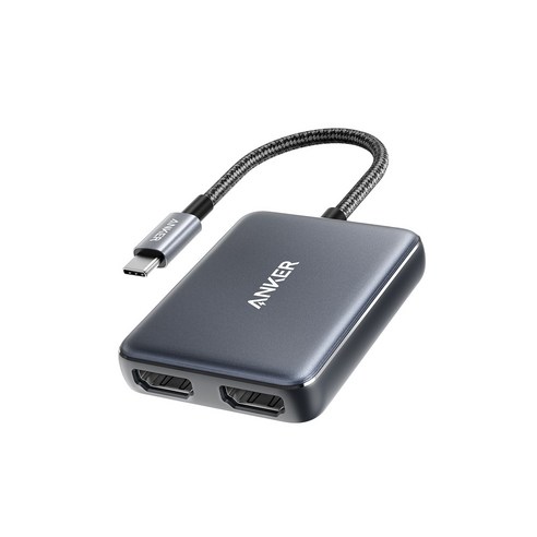 Anker USB C to 듀얼 HDMI 어댑터 휴대용 소형 USB C 어댑터 4K@60Hz 및 이중 4K@30Hz 지원[썬더볼트 3포트와 호환] 호환맥북 프로등, Black, A83240A1