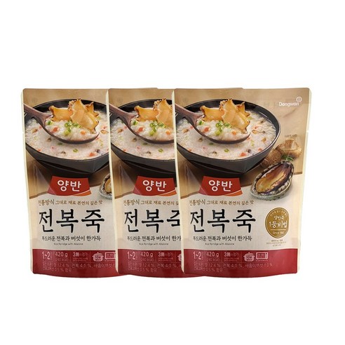 <올따옴> 동원 양반 파우치죽 전복죽 420g 3개