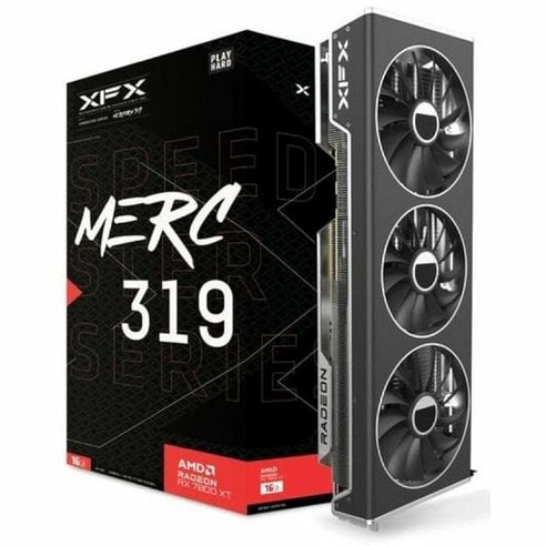 XFX Speedster MERC319 RX 7800 XT 블랙 게이밍 그래픽 카드 16GB GDDR6 HDMI 3xDP AMD RDNA 3 RX-78TMERCB9