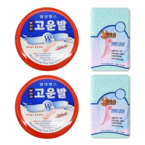 웰빙헬스 WHB 고운발 풋크림 100g + 세라폼 미들 발각질제거기, 풋크림2개+세라폼 그린색2개