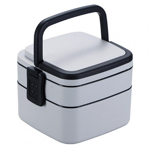 Eco-Friendly Bento Box Leak-proof Sealed Double Layer Large Capacity Sealed Lunch Box Outdoor Food C, Grey   Square