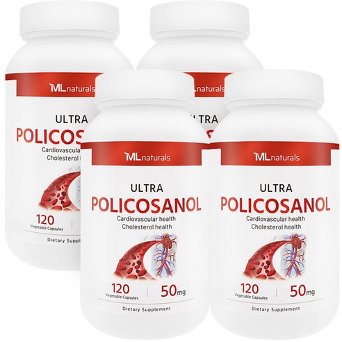 폴리코사놀  4병 [미국빠른직구] 마이라이프 내추럴스 폴리코사놀 50mg 120정(총지방족 99%/옥타코사놀 62%)(16개월), 120정, 4개