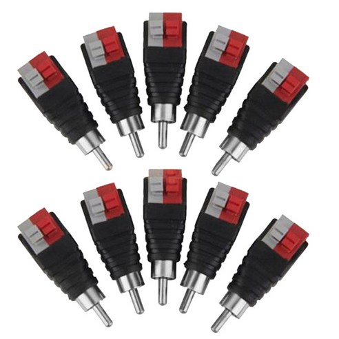 10 pcs rca 수 커넥터 cctv 보안 카메라 시스템용 av 나사 터미널 오디오 비디오 커넥터 어댑터에 포노 rca 수 플러그, 블랙 레드 그레이, 설명, 설명