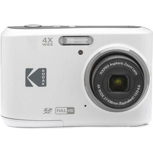 KODAK PIXPRO FZ45-WH 16MP 디지털 카메라 4X 광학 줌 27mm 광각 1080P 풀HD 비디오 2.7 LCD 브이로그 (화이트), White