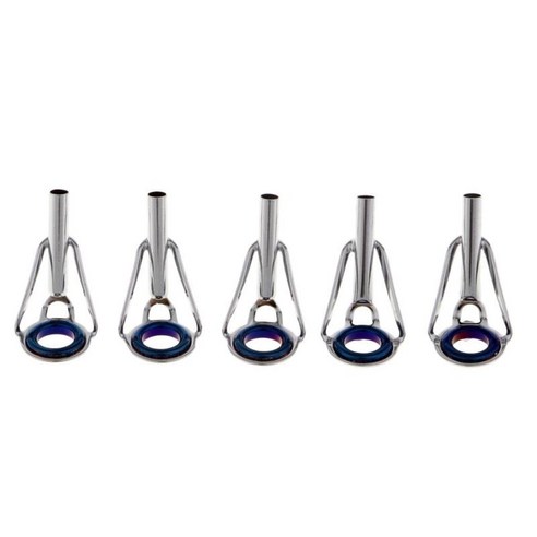 5pcs 낚싯대 팁 탑스 수리 키트 스피닝 캐스팅 diy로드 빌딩 가이드 팩, 실버 블루, 크기 1, 스테인레스 스틸