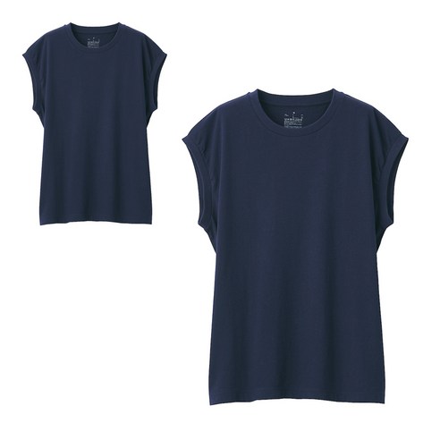 무인양품 MUJI 여성 인도 면 저지 슬리브리스 티셔츠 2장 BBA10A0S