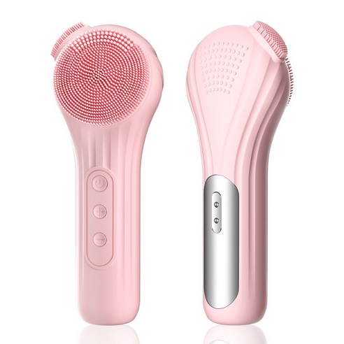 APEXSO 진동 클렌저 전동 멀티 세안기 실리콘 3in1 온열 브러시 비행기, 핑크