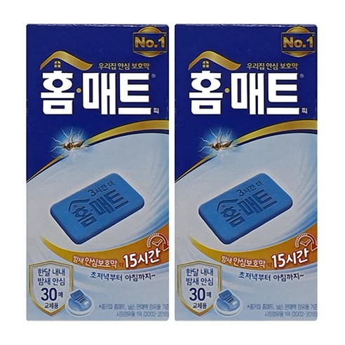 홈매트 30매x2개 60매 모기약 교체용 리필 퇴치 전자모기향 해충 살충제, 120g, 1개