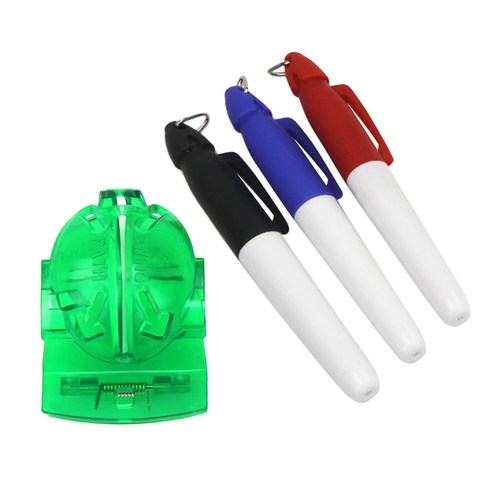 YSSHOP 골프 공 라이너 마커 라인 드로잉 정렬 도구 3 마커, 그린 A, 플라스틱