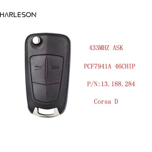 봉고데기 Corsa D 433 용 2 버튼 자동차 원격 키 2007 2008 2009 2010 2011 2012 2013 2014 PCF7941A 46 칩, 2.Corsa D