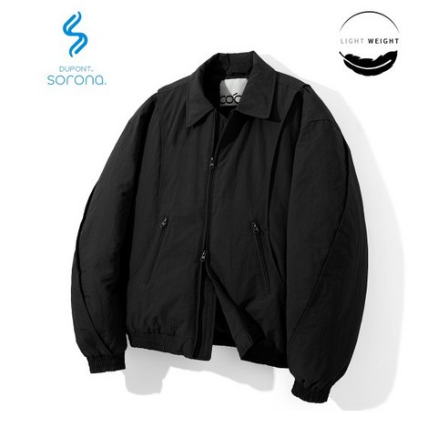 커스텀어클락 COSTUME O’CLOCK SORONA RECYCLE 커브드 2WAY 항공 패딩점퍼 자켓 블랙 COOSJP045BLACK