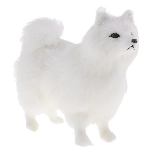 실물 같은 귀여운 흰색 가짜 모피 개 동물 모델 홈 테이블/사무실 장식 공예, 설명, {"수건소재":"가짜 모피"}