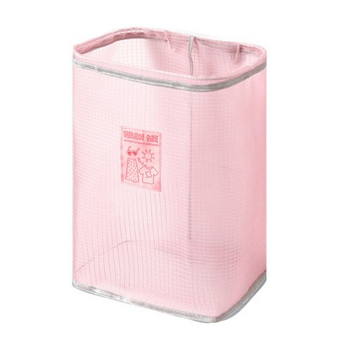 후크가 있는 벽걸이 형 세탁 바구니 통기성 메쉬 접이식 더러운 옷 바구니 욕실 보관 바구니 세탁 정리, 하나, 분홍색