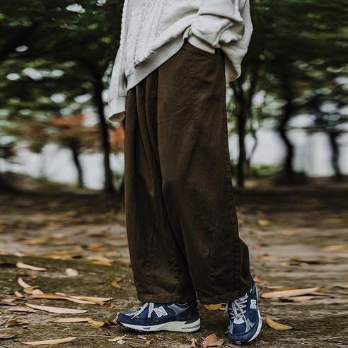 KORELAN 일본과 레트로 슬랙스 직통 작업복 캐주얼 청년 남성 패션 슬랙스 학생 와이드 팬츠