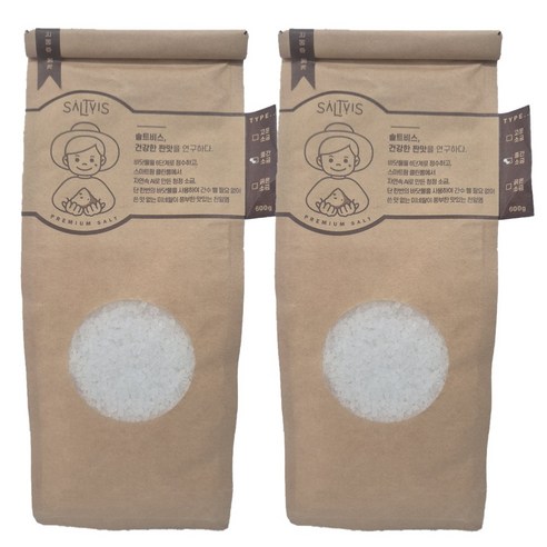 [SALTVIS] 신안 천일염 중간 소금 / Solar Salt 솔트비스 솔트비스 김장 바베큐 답례품 선물, 2개, 600g