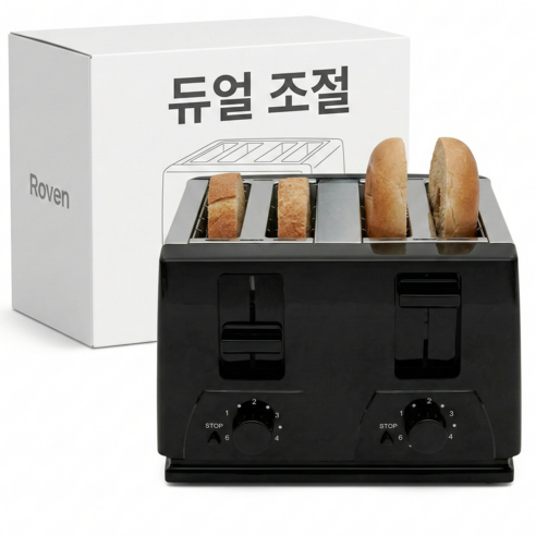 듀얼조절 로븐 4구 토스터기 6단계 굽기조절, RV-T401W