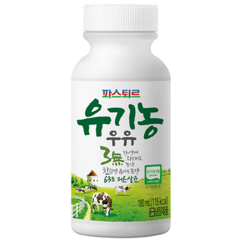 파스퇴르 유기농우유 180ml, 180ml, 16개
